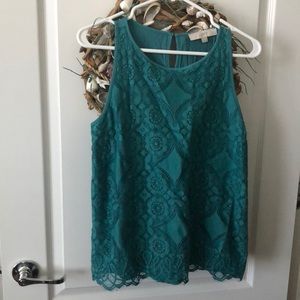 LOFT Teal Lace Tank Top